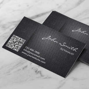 DJs Music Deejay Black Metal QR Code Visitenkarte