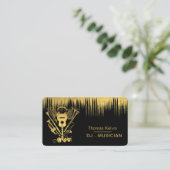 DJs Music Instruments Event Organizer Gold Visitenkarte (Stehend Vorderseite)