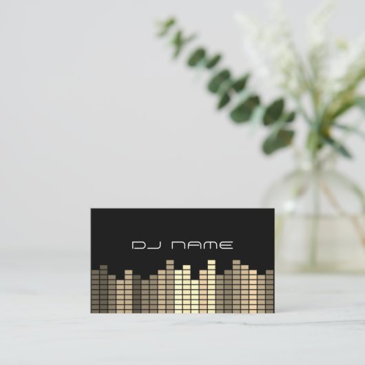 DJs Music Producer Gold Equalizer Business Card Visitenkarte (Stehend Vorderseite)