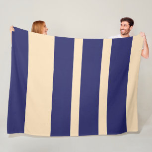 Dk Blau + Creme Breitbandstreifen Fleecedecke