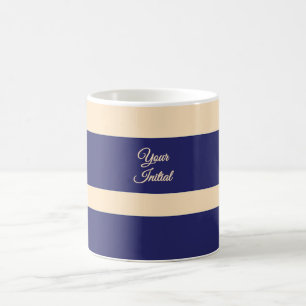 Dk Blau + Creme breite Bandstreifen Kaffeetasse