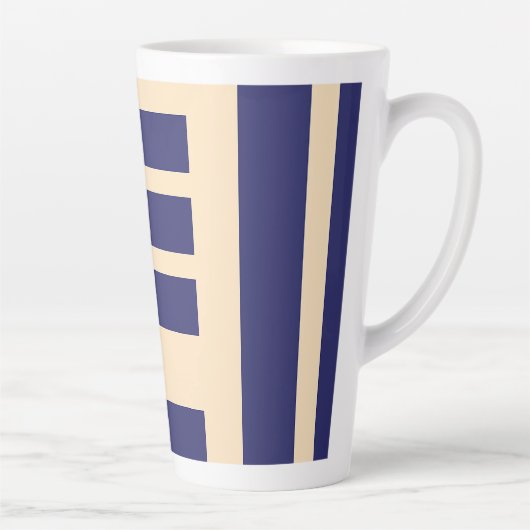 Dk Blau + Creme Streifen  Milchtasse (Rechts)