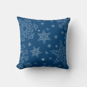 Dk Blue Christmas BG Snowflake Boarder Clipart Kissen