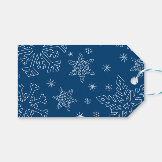Dk Blue Christmas BG Snowflake Boarder Clipart Thi Geschenkanhänger (Vorderseite (Horizontal))
