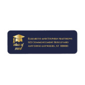 Dk Blue | Gold Class of 2026 Graduation Cap Label (Vorne)