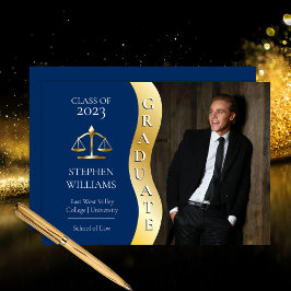 Dk Blue | Gold Graduate Wave Law Justice Grad Ankündigung