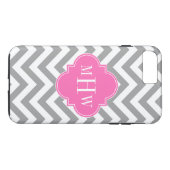 Dk Grau Lg Zickzack Hot Pink Folie 3 Monogramm Case-Mate iPhone Hülle (Rückseite (Horizontal))