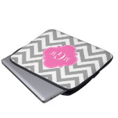 Dk Grau Lg Zickzack Hot Pink Folie 3 Monogramm Laptopschutzhülle (Vorne Knopf)