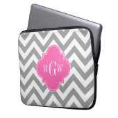 Dk Grau Lg Zickzack Hot Pink Folie 3 Monogramm Laptopschutzhülle (Vorderseite Links)