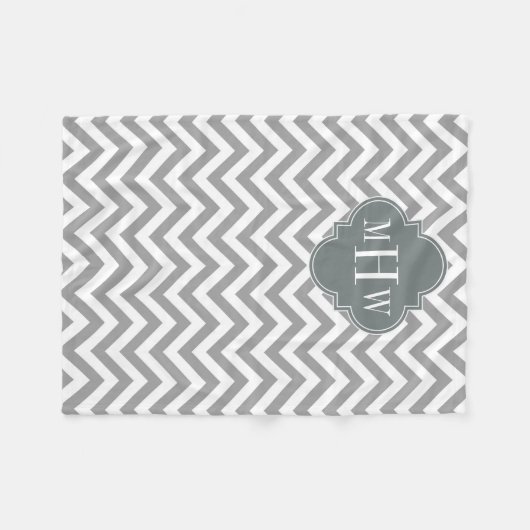 Dk Grau Lg Zickzack Karkohlefolie 3 Monogramm Fleecedecke (Vorderseite (Horizontal))