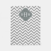 Dk Grau Lg Zickzack Karkohlefolie 3 Monogramm Fleecedecke (Vorderseite)