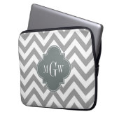 Dk Grau Lg Zickzack Karkohlefolie 3 Monogramm Laptopschutzhülle (Vorderseite Links)