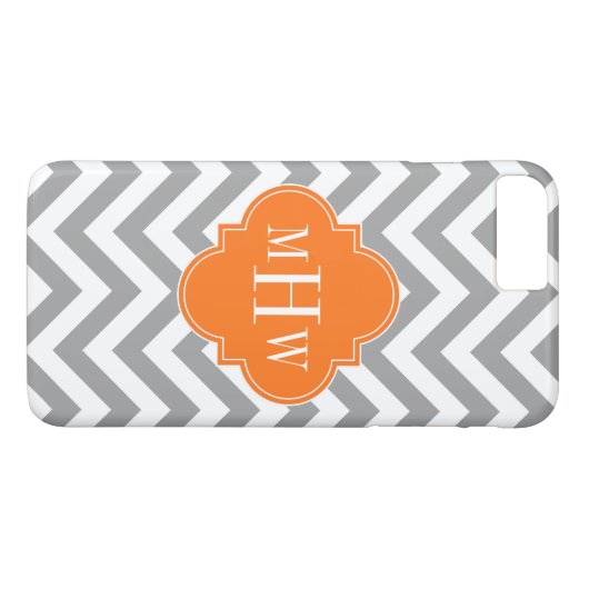 Dk Grau Lg Zickzack Pumpkin Quatrefolie 3 Monogram Case-Mate iPhone Hülle (Rückseite (Horizontal))