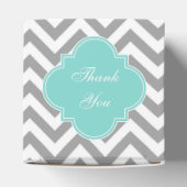 Dk Grau Weiß LG Zickzack Türkis Name Monogramm Geschenkschachtel (Oben)