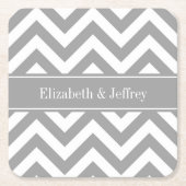 Dk Grau White LG Zickzack Dk Graue Bezeichnung Mon Rechteckiger Pappuntersetzer (Vorderseite)