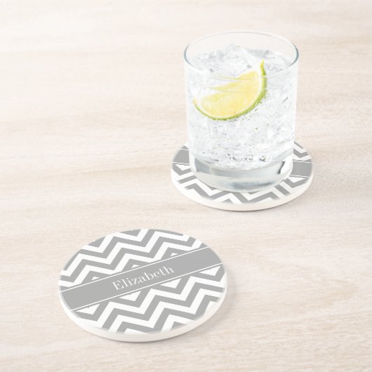 Dk Grau White LG Zickzack Dk Graue Bezeichnung Mon Sandstein Untersetzer (Seite)