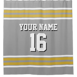 Dk Gray Gold White Stripes Sports Jersey Duschvorhang
