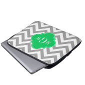 Dk Gray Lg Zickzack Emerald Quatrefolie 3 Monogram Laptopschutzhülle (Vorne Knopf)