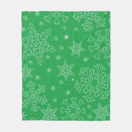 Dk Green Christmas BG Snowflake Boarder Clipart Fleecedecke (Vorderseite)