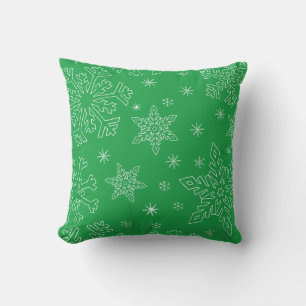 Dk Green Christmas BG Snowflake Boarder Clipart Kissen