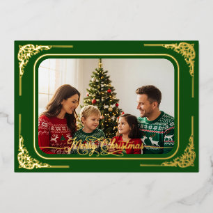Dk Green Full Foto Gold gerahmt Weihnachten Folien Feiertagskarte