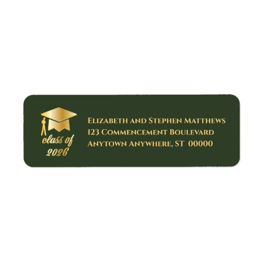 Dk Green | Gold Class of 2026 Graduation Cap Label (Vorne)