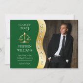 Dk Green | Gold Graduate Wave Law Justice Grad Ankündigung (Vorderseite)
