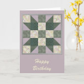 Dk Green & Lavender Star Patch Quilt Karte (Gelbe Blume)