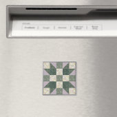 Dk Green & Lavender Star Patch Quilt Magnet (In Situ (Geschirrspüler))