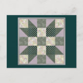 Dk Green & Lavender Star Patch Quilt Postkarte (Vorderseite)