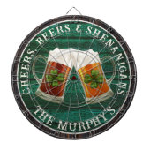 Dk Green Rustic Wood Cheers Beers Shenanigans Dartscheibe (vorne)