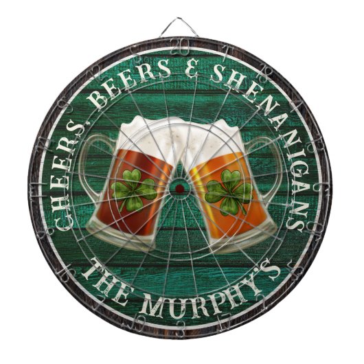 Dk Green Rustic Wood Cheers Beers Shenanigans Dartscheibe (vorne)