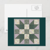 Dk Grün- und Lavendel-Stern-Patchwork-Quilt Postkarte (Vorne/Hinten)