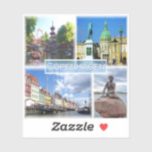 DK Kopenhagen - Tivoli Garden - Amalienborg Landkr Aufkleber (Blatt)