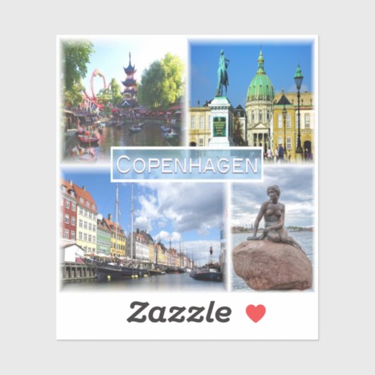 DK Kopenhagen - Tivoli Garden - Amalienborg Landkr Aufkleber (Blatt)