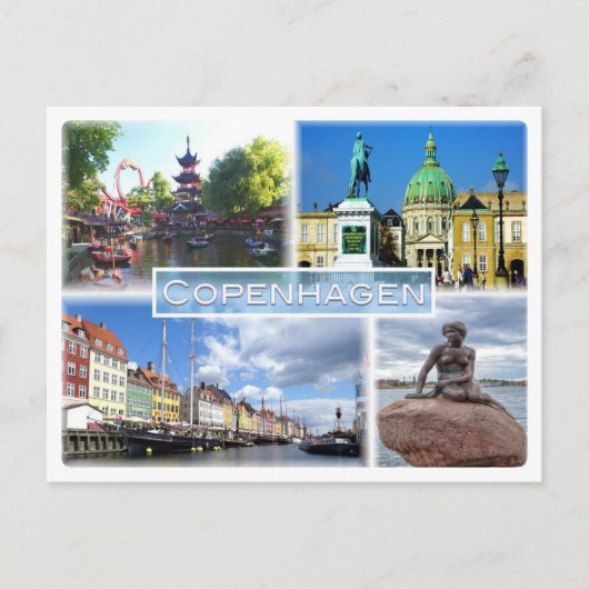 DK Kopenhagen - Tivoli Garden - Amalienborg Landkr Postkarte (Vorderseite)