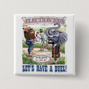 DM-Esel gegen GOP-Elefant-Knopf Button