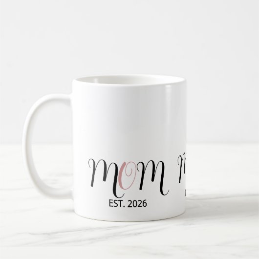 DMom Established Black Pink Script New Mom Gift Kaffeetasse (Links)