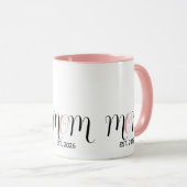 DMom Established Black Pink Script New Mom Gift Tasse (VorderseiteRechts)