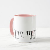 DMom Established Black Pink Script New Mom Gift Tasse (Vorderseite Links)