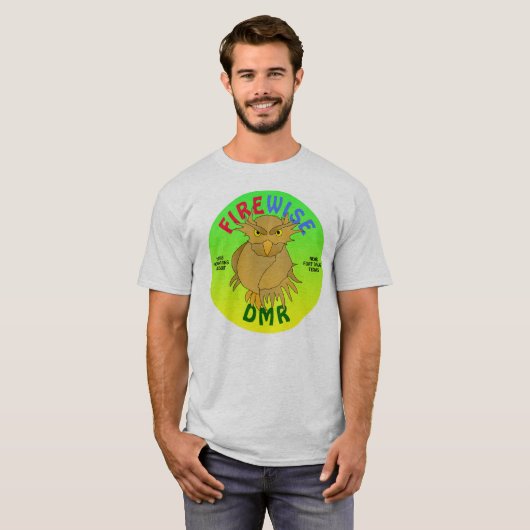 DMR. Firewise Owl T - Shirt (grüner Hintergrund) (Vorne ganz)