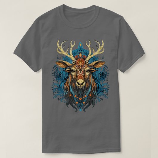 DMT Art Psychedelic Rentier T-Shirt (Design vorne)
