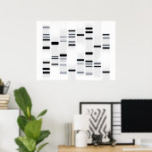 DNA-Code Schwarz auf Weiß Poster (Heimbüro)