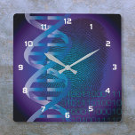 DNA Fingerprint Medizin Quadratische Wanduhr<br><div class="desc">Ein cooles,  trendiges und amüsantes medizinisch-wissenschaftlich-inspiriertes Design. Das ideale Geschenk für alle Ärzte,  Krankenschwestern,  Naturwissenschaftler,  Naturwissenschaftler,  Labrador-Techniker,  Naturwissenschaftler,  kurz,  alle Wissenschaftsfreaks in Ihrem Leben (und das schließt Sie ein)! Design: Science Geekness© unter http://www.zazzle.com/sciencegeekness*</div>