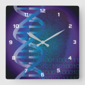 DNA Fingerprint Medizin Quadratische Wanduhr (Vorderseite)