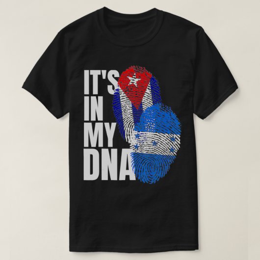 DNA-Flagge Kubas und Honduras T-Shirt (Design vorne)