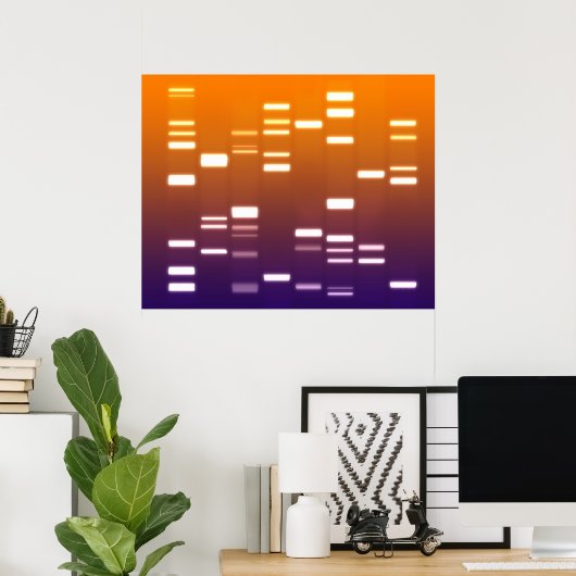 DNA Genetischer Code Orange Blue Poster (Heimbüro)
