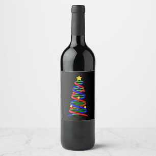DNA Helix Christmas Tree Life Science Biologie Weinetikett