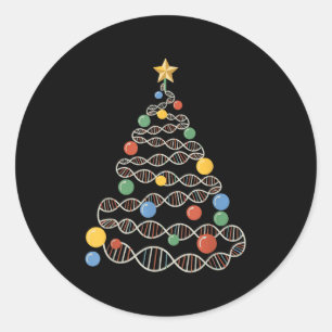 Dna Helix Christmas Tree Scientist Biology Science Runder Aufkleber