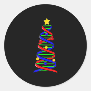 DNA Helix Weihnachtsbaum Life Science Biologie Runder Aufkleber
